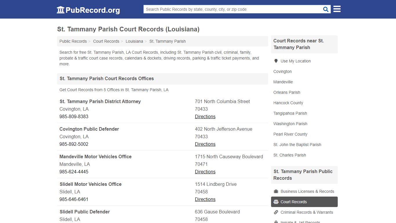 St. Tammany Parish Court Records (Louisiana)